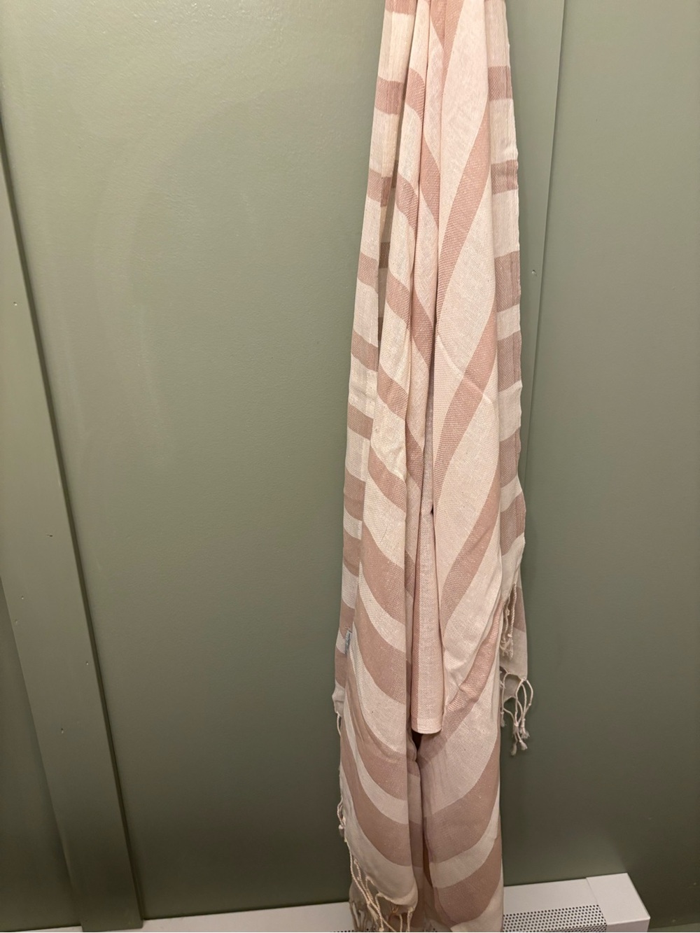 Striped Pink and White Turkish-Style Bath Towel - Soft Cotton